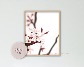 Cherry Blossom Digital Wall Art Print || Digital PNG File ONLY || Floral Wall Art, Cherry blossom Print, Wall Art for her, Print for Bedroom