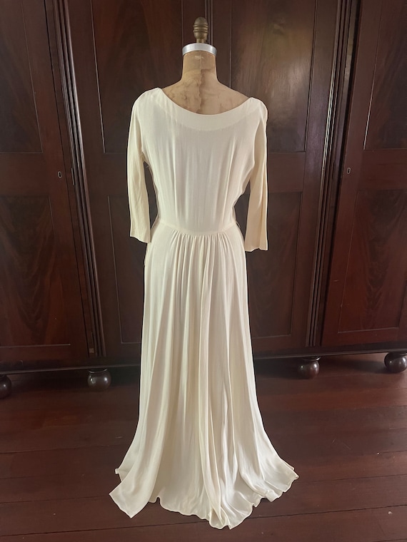 1920’s-30’s Ivory embellished evening gown with t… - image 2