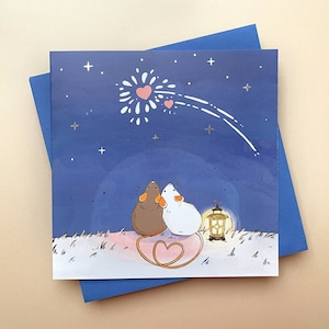 Mice Gazing Card | Silver Foil | Happy Anniversary Card | Love Card | Romantic Card | I Love You Card | BLANK