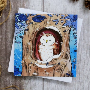 Sleeping Owl Christmas Card | Xmas Cards | Christmas Cards | Owl Card | Snowy Card | Happy Christmas | Xmas card