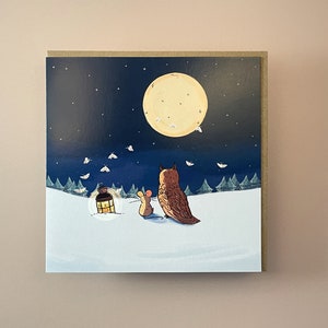 Night Moths Christmas Card | Xmas Cards | Christmas Cards | Deer Card | Snowy Card | Happy Christmas | Xmas card | Lizey May