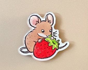 Strawberry Mouse Magnet | Fridge Magnet | Cute Magnet | Kawaii Magnet | Christmas Gift