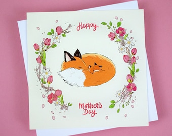 Fox Happy Mothers Day card | Happy Mother's day card | Card for mum | Mum card | Nana | Granny | Grandma | Mom | Cute card