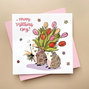 Tarjeta del Día de la Madre con un erizo / Tarjeta del Día de la Madre / Tarjeta para mamá / Tarjeta para mamá / Nana / Tarjeta del Día de la Madre / Día de la Madre