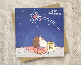 Mice Gazing Anniversary Card | Silver Foil Romantic Card