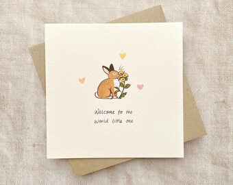 Tarjeta de bienvenida, pequeño, nuevo bebé / Ilustración en acuarela