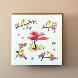 Tarjeta japonesa de ojo blanco / Tarjetas de aves / Tarjetas japonesas / Tarjeta para amantes de las aves / Tarjeta linda / Entusiasta de las aves / Lizey May