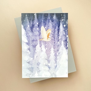 Tarjeta de Navidad del Solsticio de Invierno / Tarjetas de Navidad / Tarjetas de Navidad / Tarjeta de Búho / Feliz Navidad / Tarjeta de Navidad / Regalo de Búho