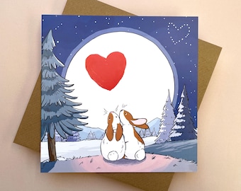 Love Moon Bunny Anniversary Card: Romantic Valentines Card