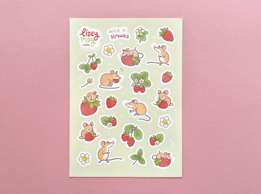 Mice N' Strawbs Sticker Sheet Stickers Mice Stickers Etsy UK
