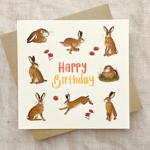 Hare Birthday Card | Greeting Card | Birthday Card | Children's Birthday Card | Cute Card | Hare Card | Happy Birthday Card