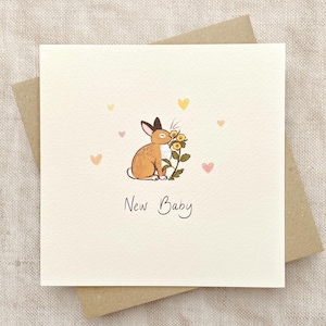 Tarjeta de nuevo bebé / Tarjetas de agradecimiento / Tarjetas de bebé / Tarjeta de nuevo bebé / Tarjeta de conejito lindo / Bienvenida bebé / Recién llegado