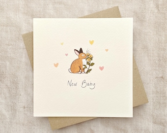 Tarjeta de nuevo bebé / Tarjetas de agradecimiento / Tarjetas de bebé / Tarjeta de nuevo bebé / Tarjeta de conejito lindo / Bienvenida bebé / Recién llegado