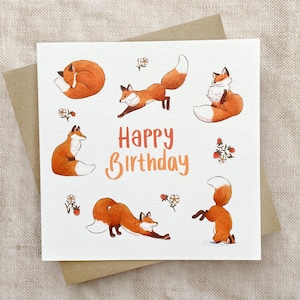 Tarjeta de cumpleaños de Foxy / Tarjeta de felicitación / Tarjeta de cumpleaños / Tarjeta de cumpleaños infantil / Tarjeta linda / Tarjeta de zorro / Tarjeta de feliz cumpleaños
