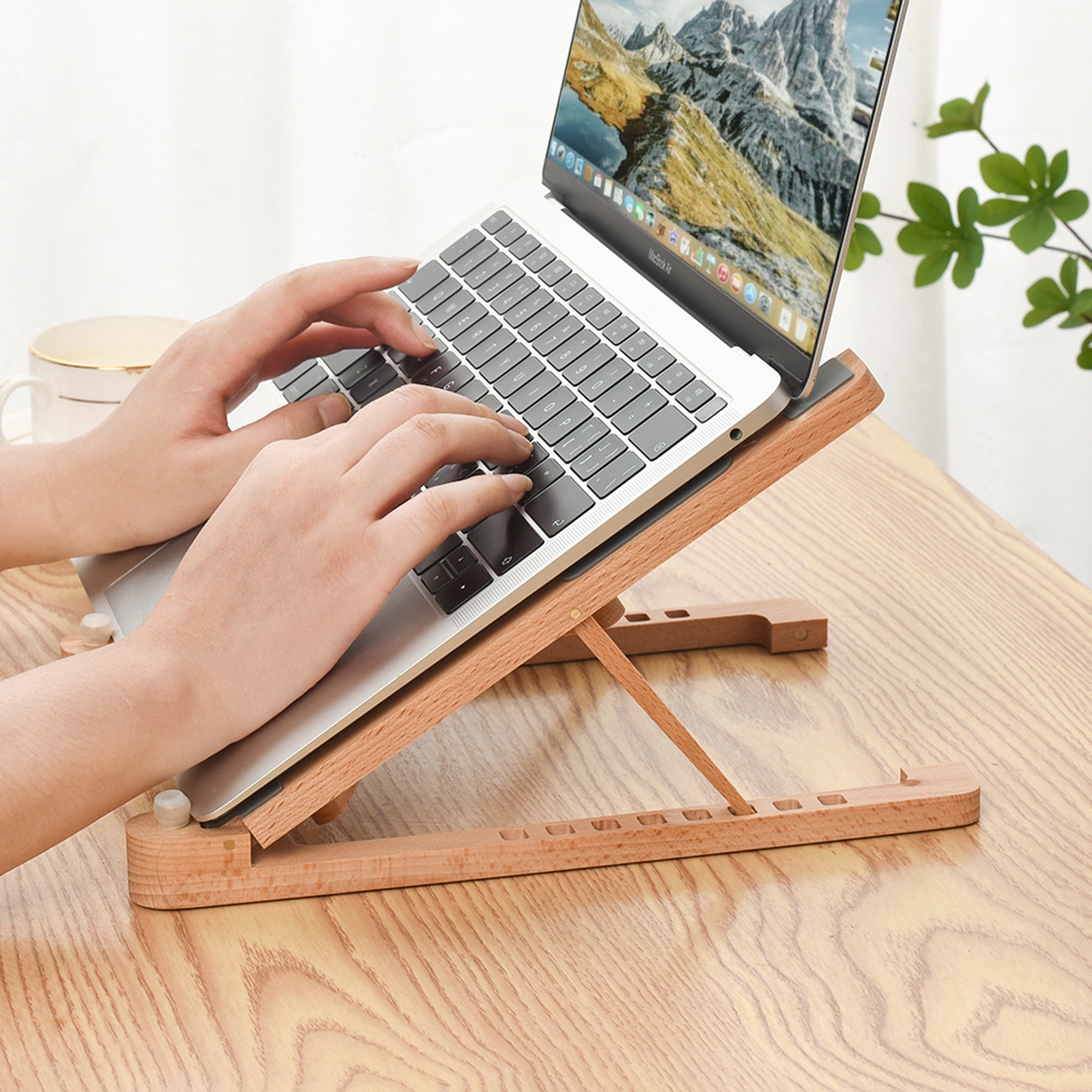 Soporte plegable para computadora portátil de madera de nogal Etsy