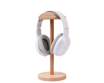 Wooden Desk Headphone Stand, Gaming Headset Holder, Earphone Hanger, Gift for Music Lover and Gamer