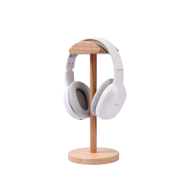 Wooden Desk Headphone Stand, Gaming Headset Holder, Earphone Hanger, Gift for Music Lover and Gamer