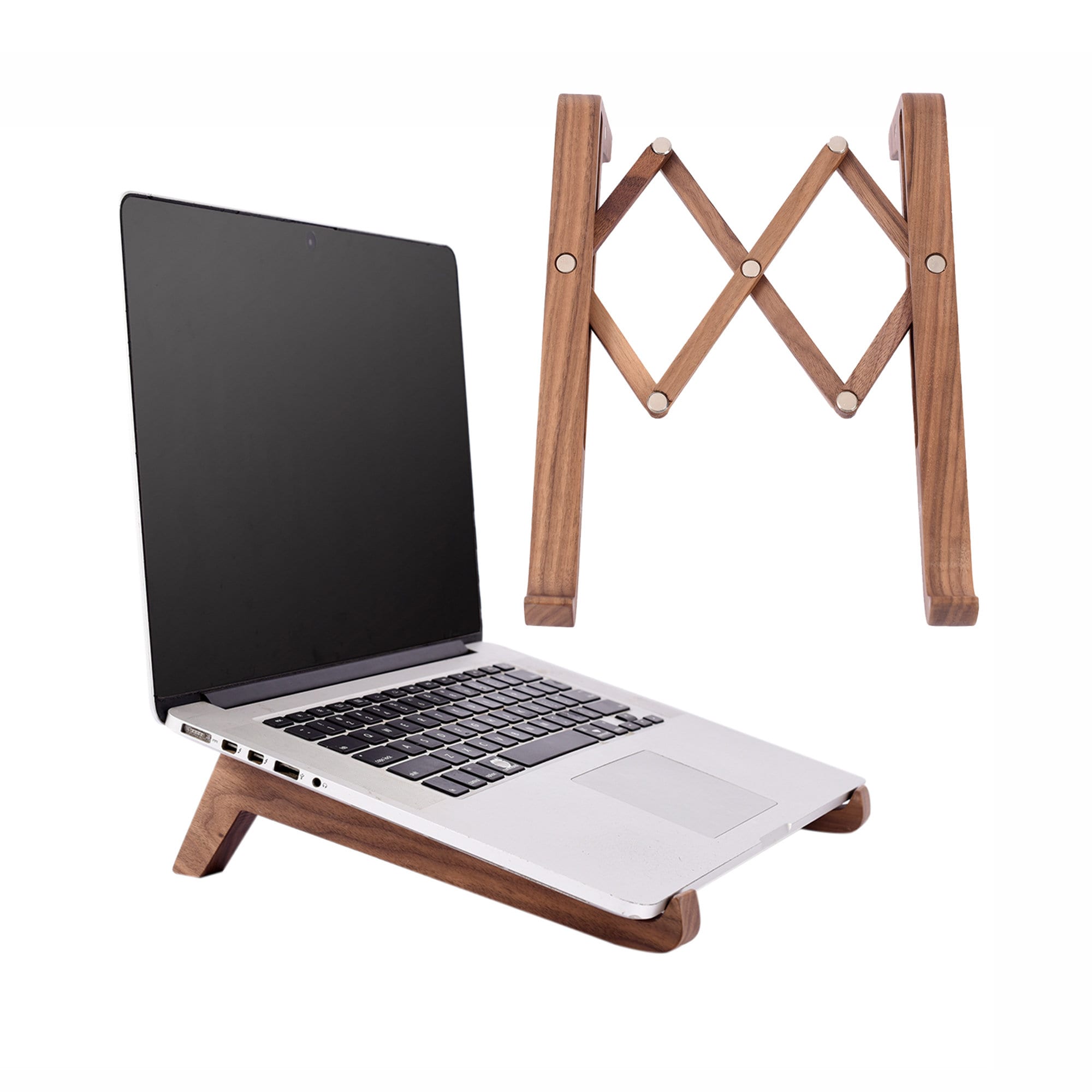 Folding walnut wood laptop stand portable wooden laptop stand Etsy