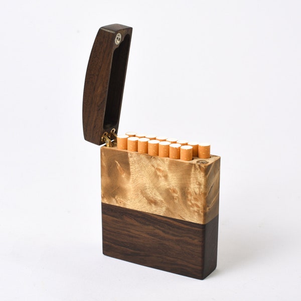 Étui à cigarettes en bois pour homme, boîte à cigarettes vintage, cadeau pour fumeur