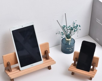 Wooden phone stand, iPad stand, beech wood park benches shape phone holder for desk, phone accessories