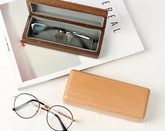 Walnut wood glasses case, beech wood eyeglasses case, rectangle eyewear sunglasses box, glasses accessories