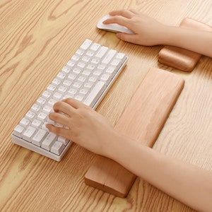 Walnut wood keyboard wrist rest, beech wood mouse wrist pad image 2