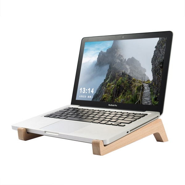 Buchenholz Laptopständer für Schreibtisch, MacBook Ständer, Laptopständer aus Holz, iPad Ständer