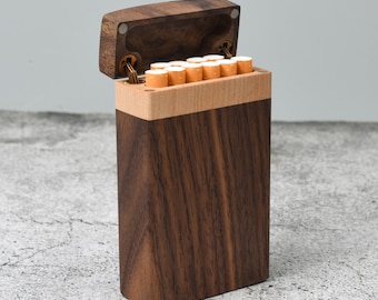 Étui à cigarettes fait main en bois de noyer, porte-cigarette, accessoires pour fumeur, cadeau pour papa