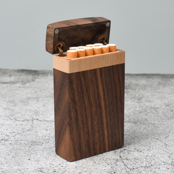 Pitillera hecha a mano en madera de nogal, boquilla para cigarrillos, accesorios para fumadores, regalo para papá