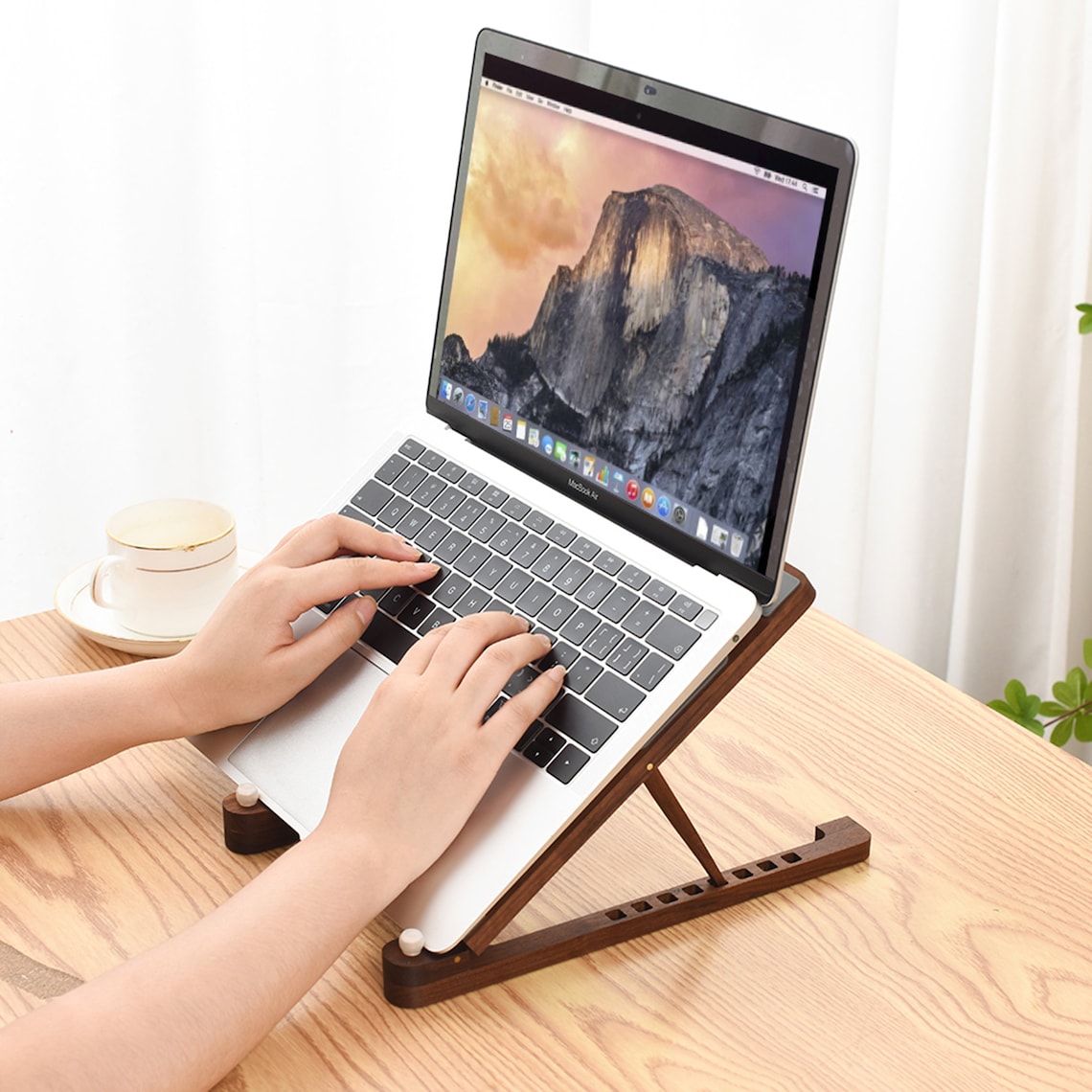 Foldable Walnut Wood Laptop Stand for Desk Portable Laptop Etsy