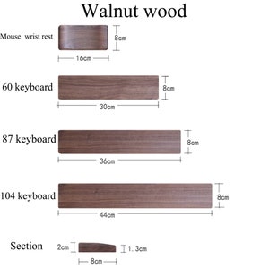 Walnut wood keyboard wrist rest, beech wood mouse wrist pad Walnut wood