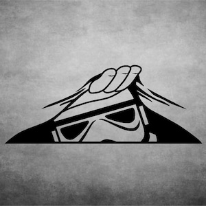 Storm Trooper Peeking from Car SVG Star Wars Storm Trooper Decal clipart Download cut with Sillhouette or Cricut Vinyl Cutter
