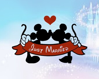 Just Married SVG Mickey - and Minnie clipart Download cut with Sillhouette or Cricut Vinyl Cutter