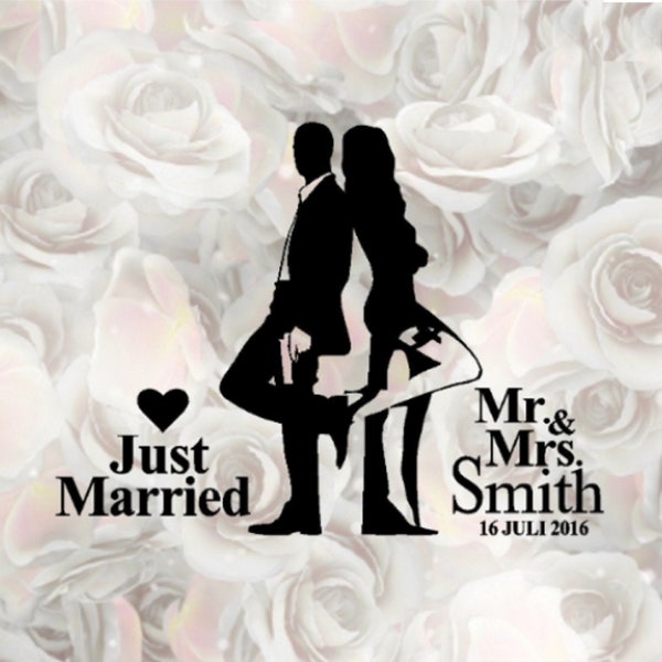 Just Married Mr and Mrs Smith SVG clipart Download cut with Sillhouette or Cricut Vinyl Cutter