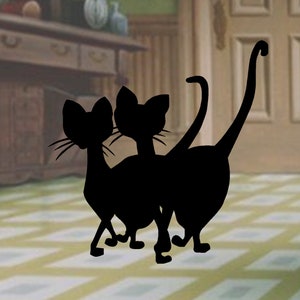 Siamese Cats Silhouette SVG Lady and the Tramp download for DIY Cricut Sillohette & other vinyl cutters T shirt