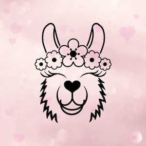 Lama SVG avec fleurs Télécharger des cliparts coupés avec sillhouette ou un emporte-pièce Cricut