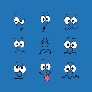 Eye Expressions SVG Comic Face Download Eyes Clipart cut with Sillhouette or Cricut Vinyl Cutter