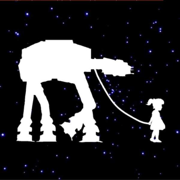 Star Wars Robot with Girl SVG Decal clipart Download cut with Sillhouette or Cricut Vinyl Cutter