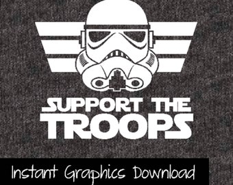 Descarga de imágenes prediseñadas de Storm Trooper de Star Wars Support the Troops para Cricut Silhouette y otros cortadores de vinilo.