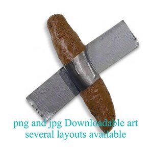 Duct Tape banaan vervangen door kak Kunst is subjectief inclusief sierlijke lijst en vlieg Million Dollar Art Download PNG- en JPG-afdruk