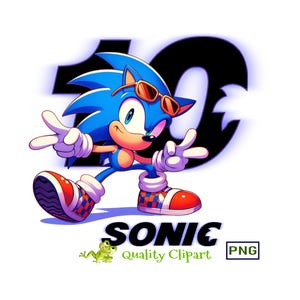 Sonic Geburtstag PNG Alter 10 Sofortiger Download bereit zum Drucken für Shirt, Tasche, Schild oder Kuchen, Banner
