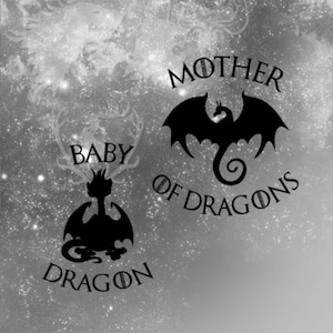 Mother of Dragons SVG Download Game t-shirt design for Cricut Vinyl Cutter Baby Shirt Cricut Sillhouette Mother and Baby Child
