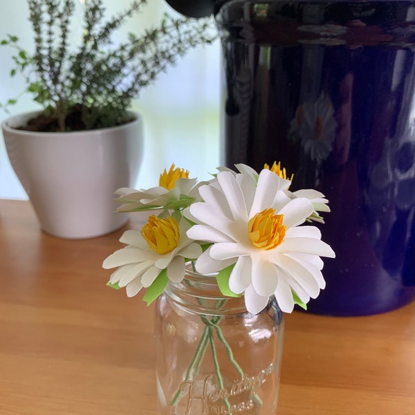 Paper flower daisies in mason jar, daisy bouquet, mini flower arrangement, daisy, paper flower gifts, daisies, small flower bunch, mini gift