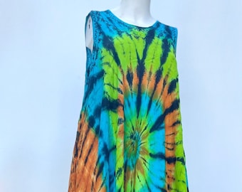 Tie Dye Viskose-Kleid: Ärmellose Sommer-Strand-Vertuschung