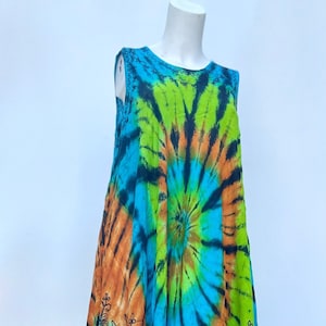 Tie Dye Kleid Sommer Cover Up Lose Regenschirm Kleid Lässiges Sommerkleid Strandkleid Picknick Loungewear Tye Dye Kleid Damen Ärmellos Lose