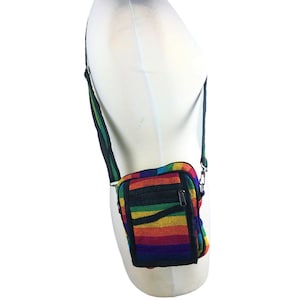 Bolso multibolsillos Gheri para cámara, unisex, de algodón, de comercio justo, hecho a mano, tamaño perfecto, correa ajustable, velcro y cremalleras