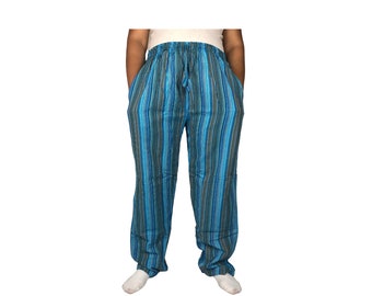 100% Cotton Striped Pants Handmade Nepal Trendy Hippie Boho Striped Style