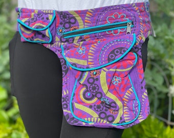 Colorful Himalayan cotton summer  Fanny Pack Waist Pack Adjustable Buckle Belt Purse Bag Handmade Nepal Utility Hip pack