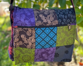 Boho Patchwork Umhängetasche: Bunte Boho Crossbody aus Baumwolle