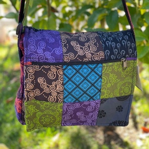 Colorful Boho patch work   Shoulder Bags, Cotton Bohemian  bag ,travel bag hand made with love gift for Christmas